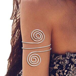 Silver Spiral Armlet Adjustable Upper Arm Cuff Bracelet - NEW